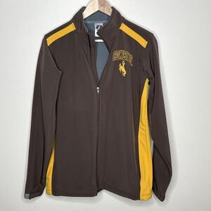 Wyoming Cowboys Russell Jacket Mens Small Brown Gold Full Zip Fleece Lined